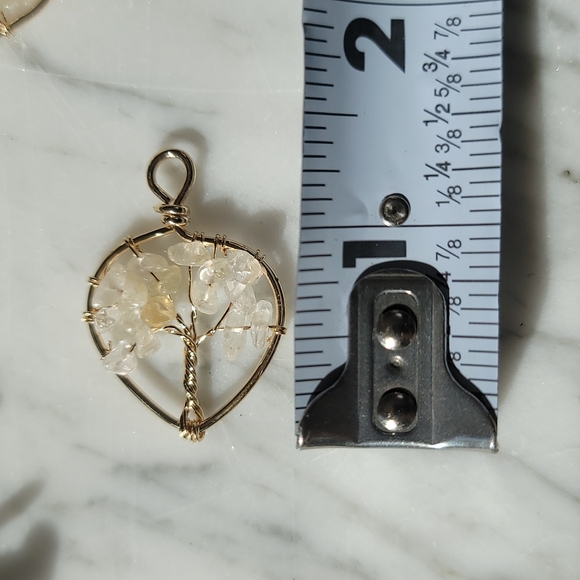 Citrine Gravel Stone Tree of Life Pendant - Picture 5 of 7